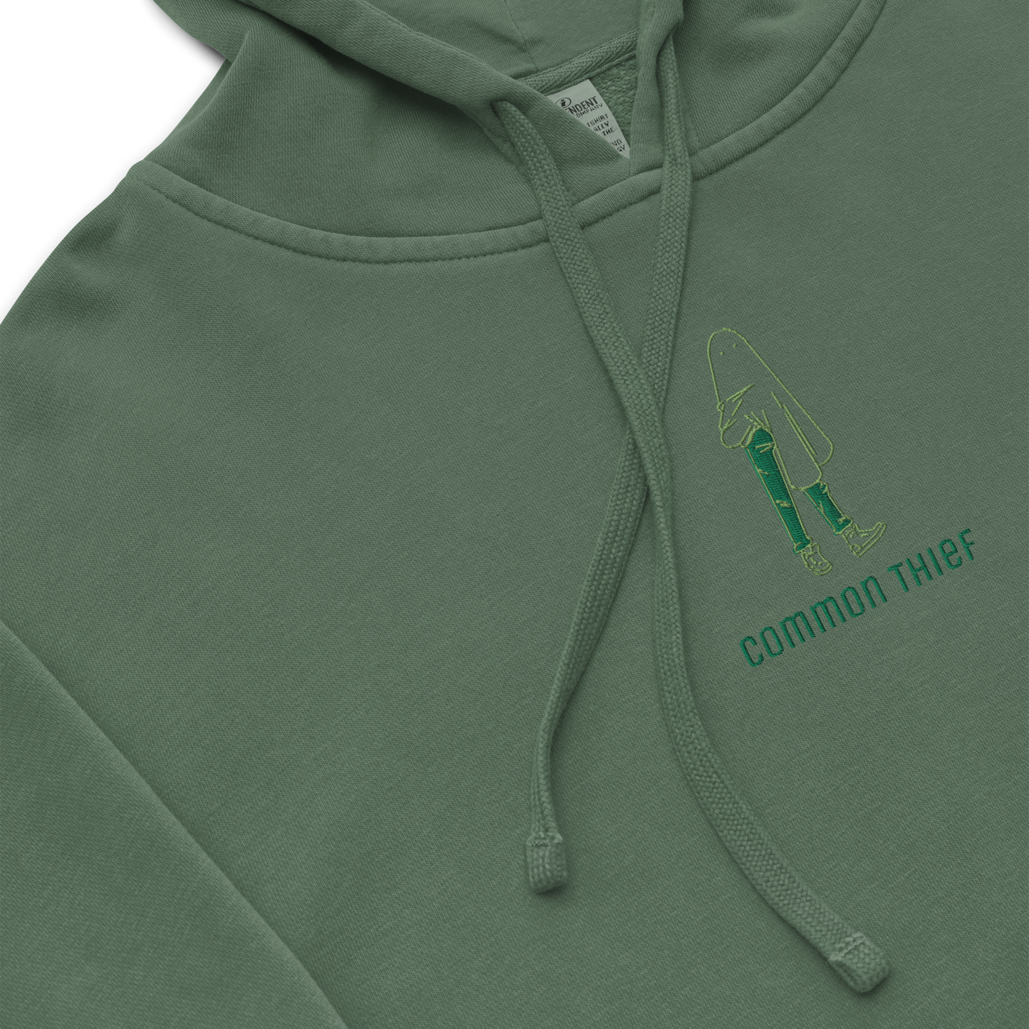 Ghost Logo Embroidered Hoodie Green