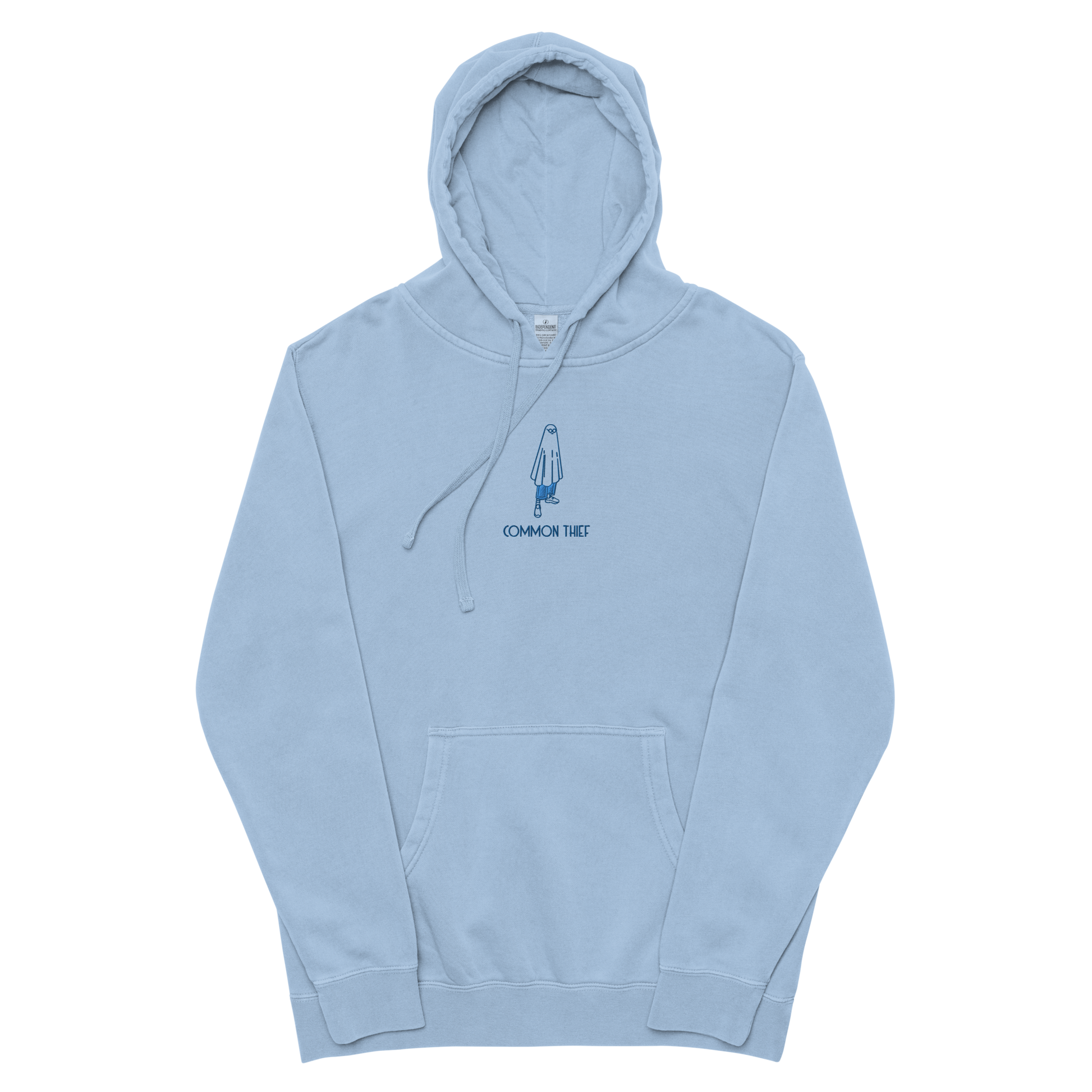 Ghost Logo Embroidered Hoodie Blue Commonthief