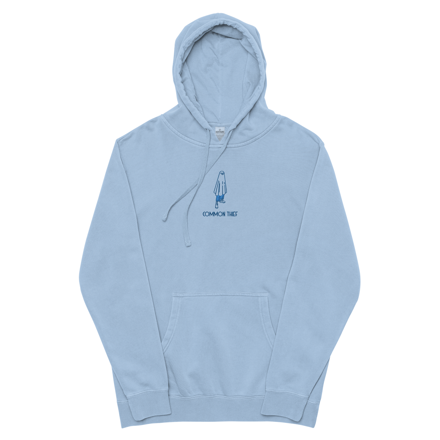 Ghost Logo Embroidered Hoodie Blue