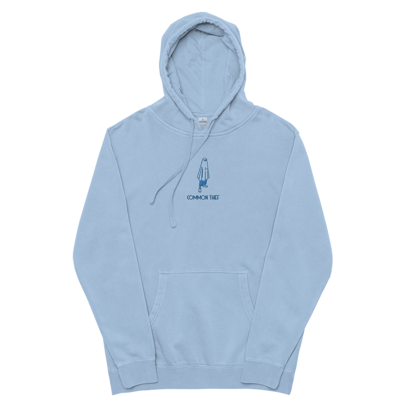 Ghost Logo Embroidered Hoodie Blue