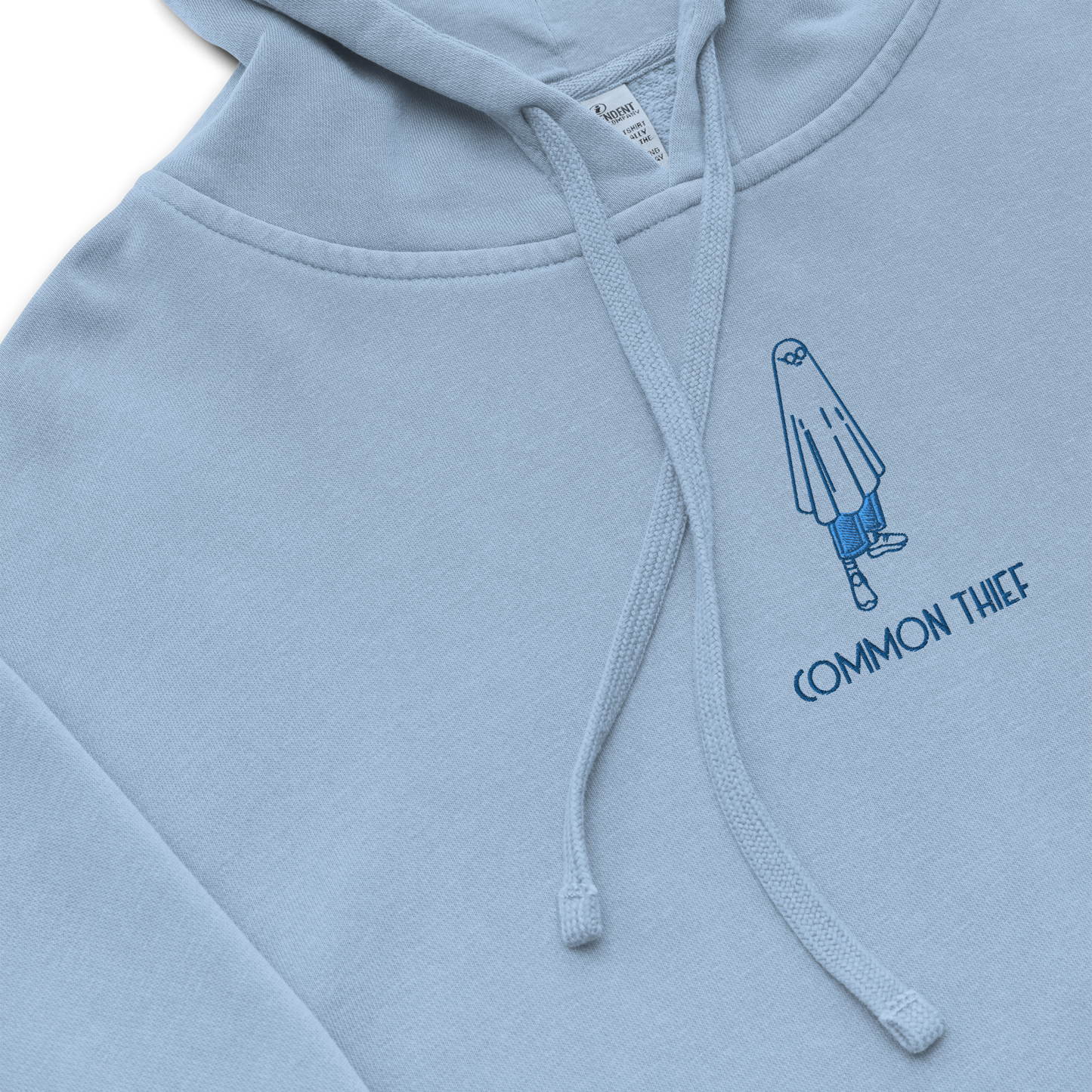 Ghost Logo Embroidered Hoodie Blue